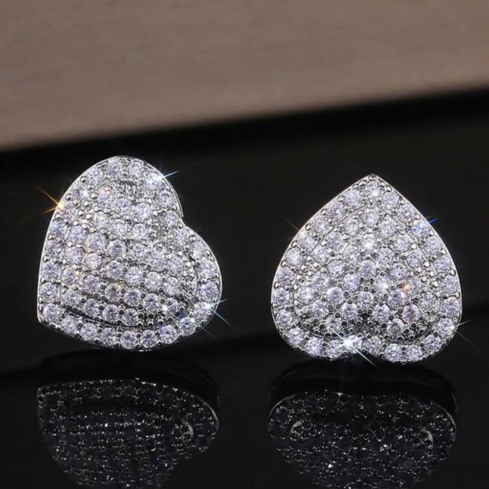 Heart Shaped Cubic Zirconia Stud Earrings